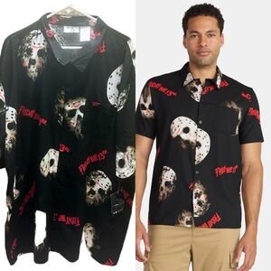 Warner Bros. Friday The 13Th Black and Red Graphic Men's Shirt 3XL